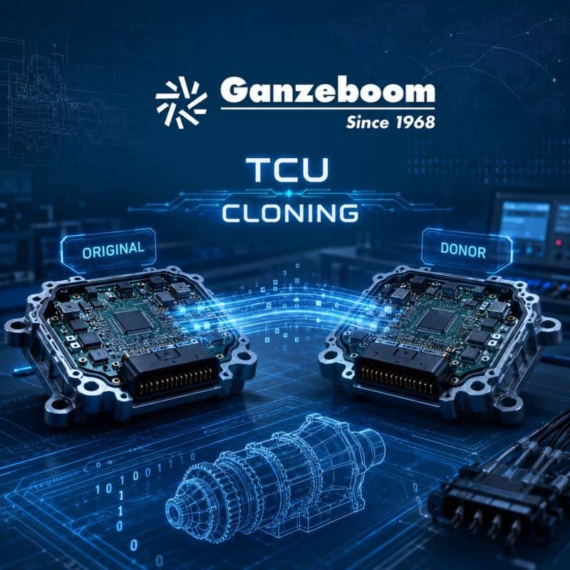 TCU cloning bij Ganzeboom: data van de originele TCU wordt overgezet naar een donorunit